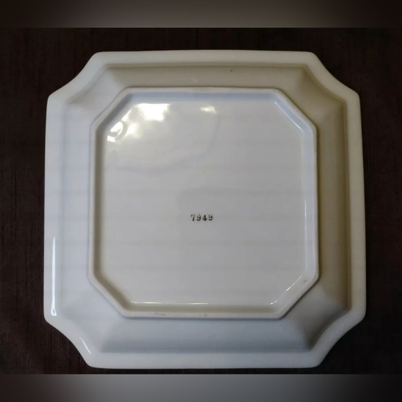 Vintage Japanese JADE GREEN GOLD PEACOCK trinket dish plate floral Asian square - Picture 8 of 10